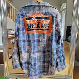 upcycled Chicago Bears acid wash flannel
